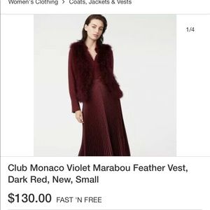 Club Monaco genuine feather vest pristine